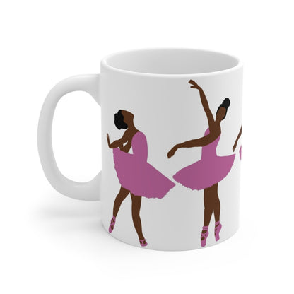 Black Ballerinas in Pink Mug - Afrocentric Art by The Trini Gee