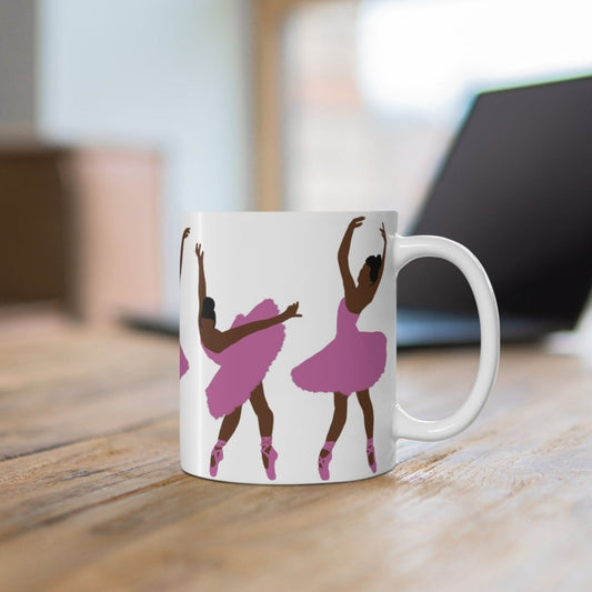 Black Ballerinas in Pink Mug - Afrocentric Art by The Trini Gee