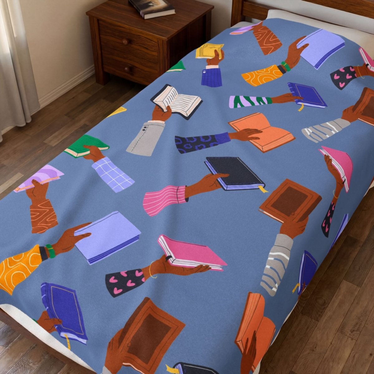 Black Book Lover Throw Blanket - Afrocentric Art by The Trini Gee