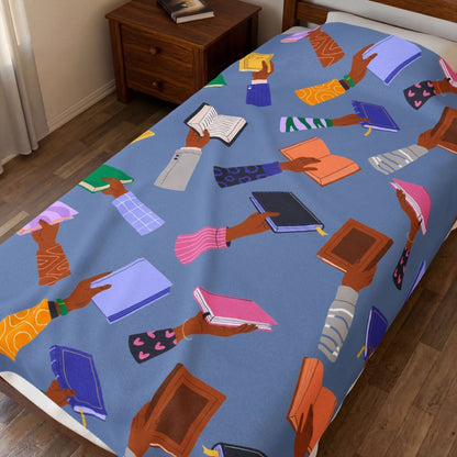 Black Book Lover Throw Blanket - Afrocentric Art by The Trini Gee
