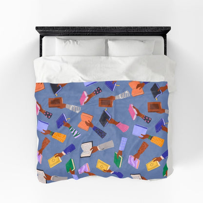Black Book Lover Throw Blanket - Afrocentric Art by The Trini Gee