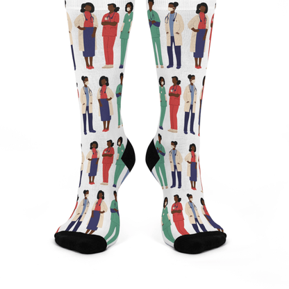 Black Doctors Crew Socks - Afrocentric Art by The Trini Gee