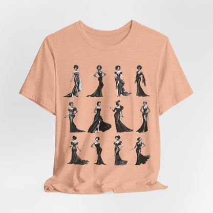 Black Dress Glamour T-shirt - Afrocentric Art by The Trini Gee