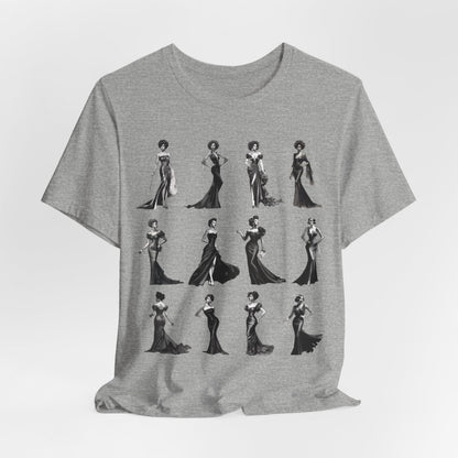 Black Dress Glamour T-shirt - Afrocentric Art by The Trini Gee