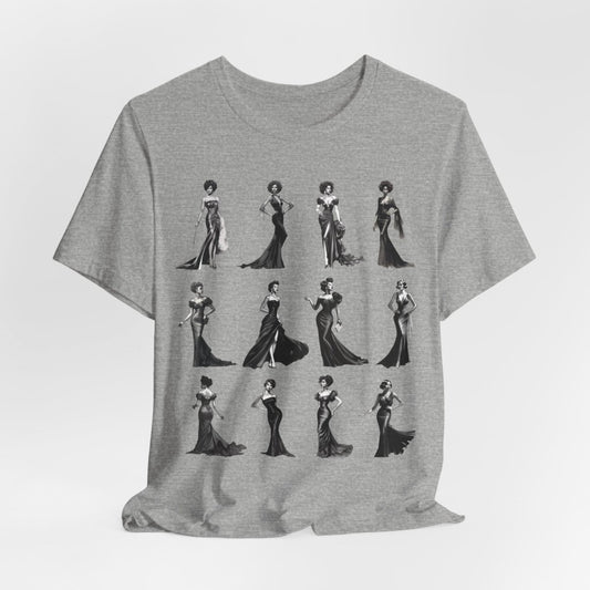 Black Dress Glamour T-shirt - Afrocentric Art by The Trini Gee