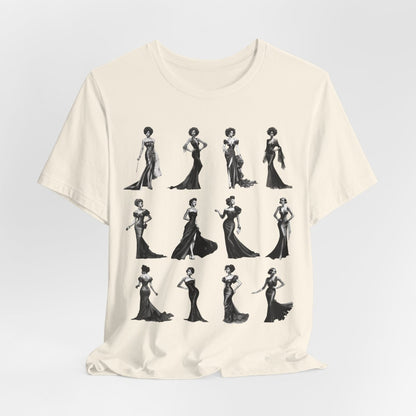 Black Dress Glamour T-shirt - Afrocentric Art by The Trini Gee