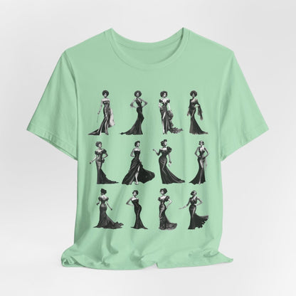 Black Dress Glamour T-shirt - Afrocentric Art by The Trini Gee