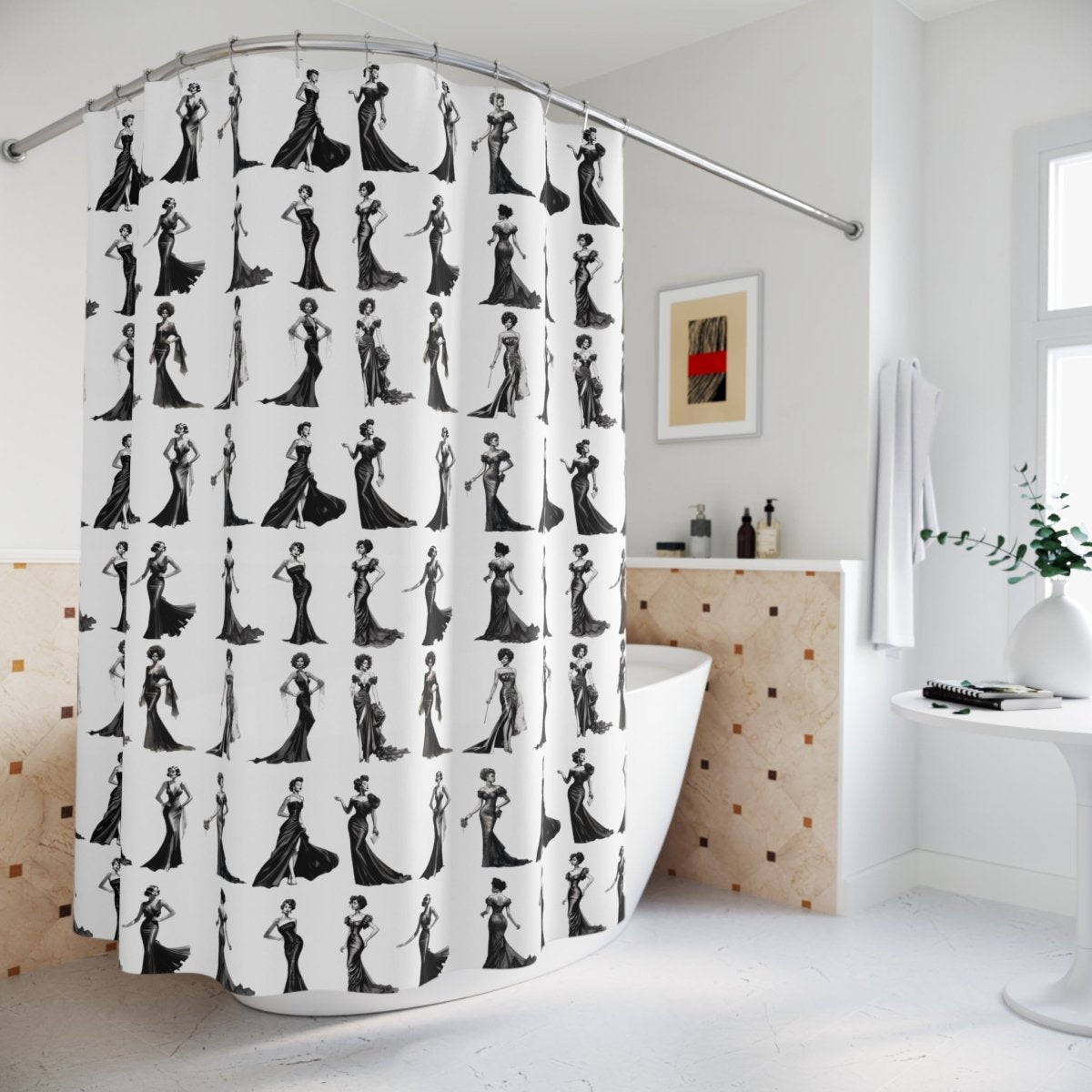Black Dress Shower Curtain - Afrocentric Art by The Trini Gee