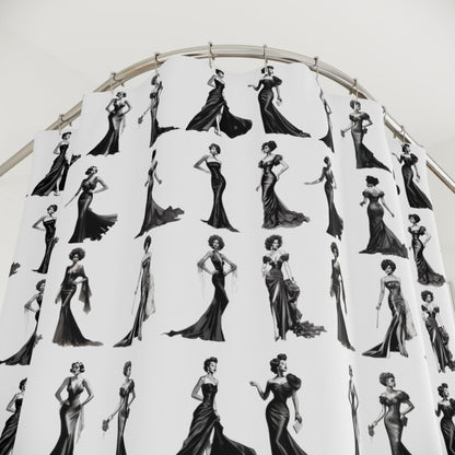 Black Dress Shower Curtain - Afrocentric Art by The Trini Gee