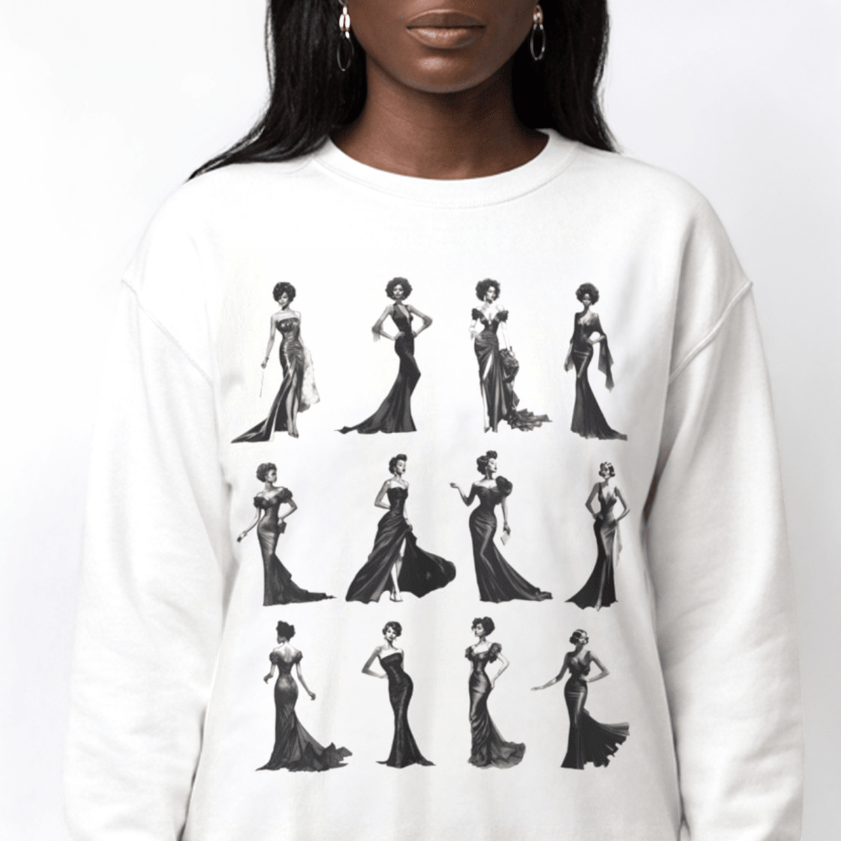 Black Dress Sweatshirt - Afrocentric Art by The Trini Gee
