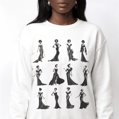 Black Dress Sweatshirt - Afrocentric Art by The Trini Gee