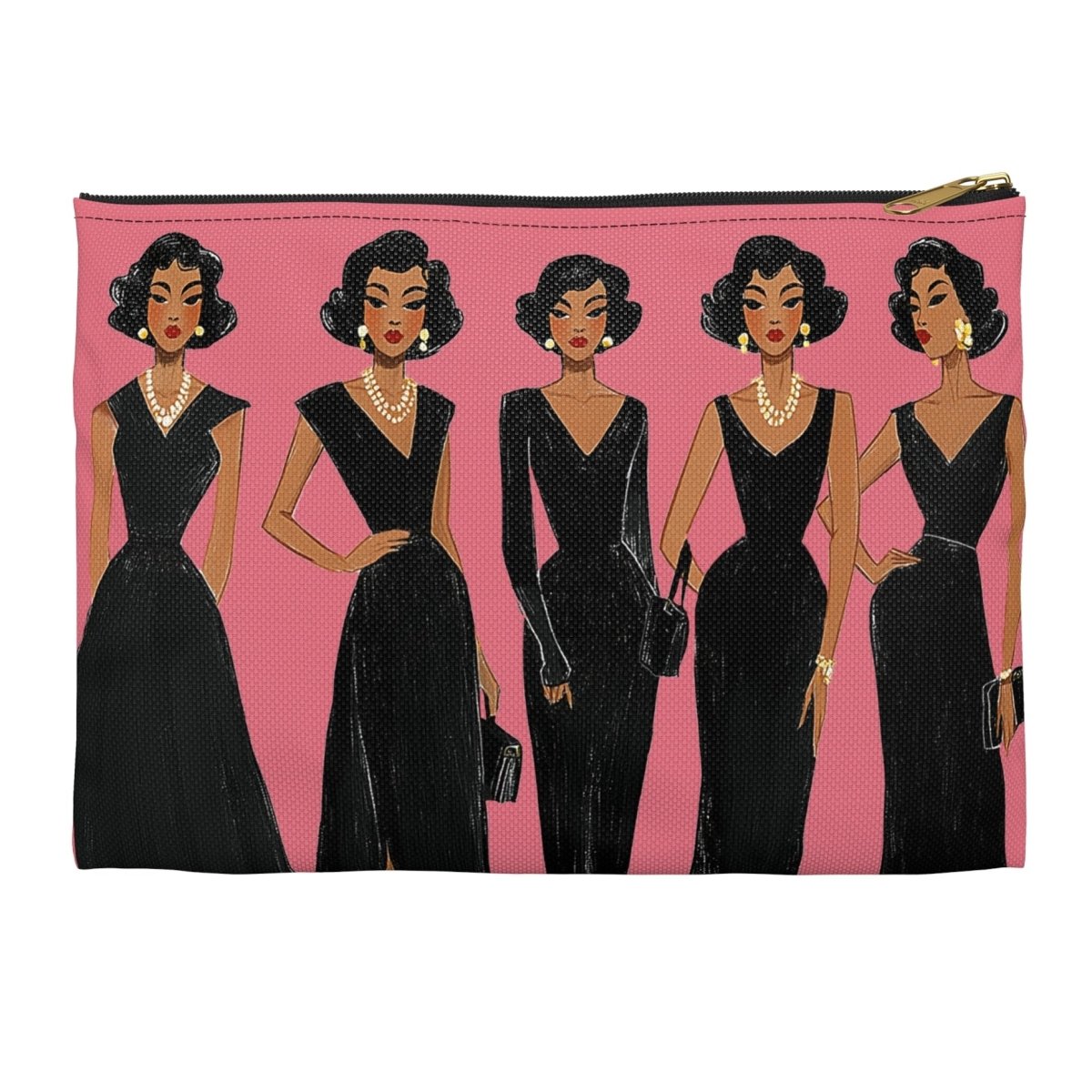 Black Dresses Accessory Pouch - Afrocentric Art by The Trini Gee