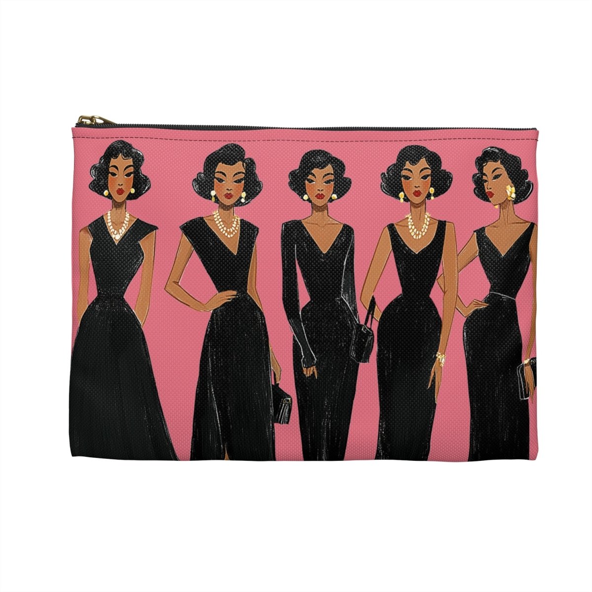 Black Dresses Accessory Pouch - Afrocentric Art by The Trini Gee
