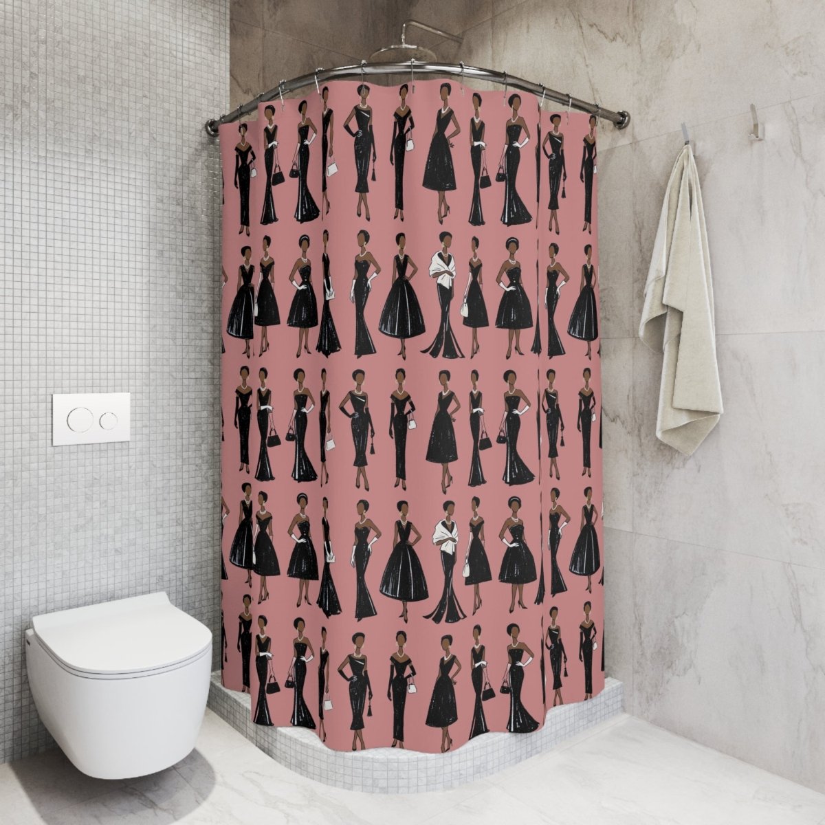 Black Dresses Shower Curtain - Afrocentric Art by The Trini Gee