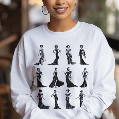 Black Dresses Sweatshirt - Afrocentric Art by The Trini Gee
