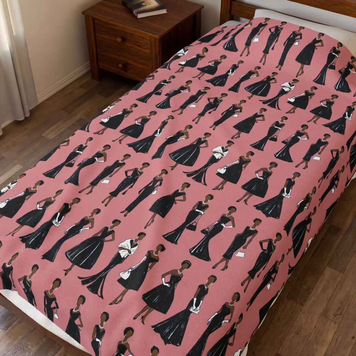 Black Dresses Throw Blanket - Afrocentric Art by The Trini Gee