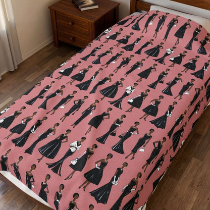 Black Dresses Throw Blanket - Afrocentric Art by The Trini Gee