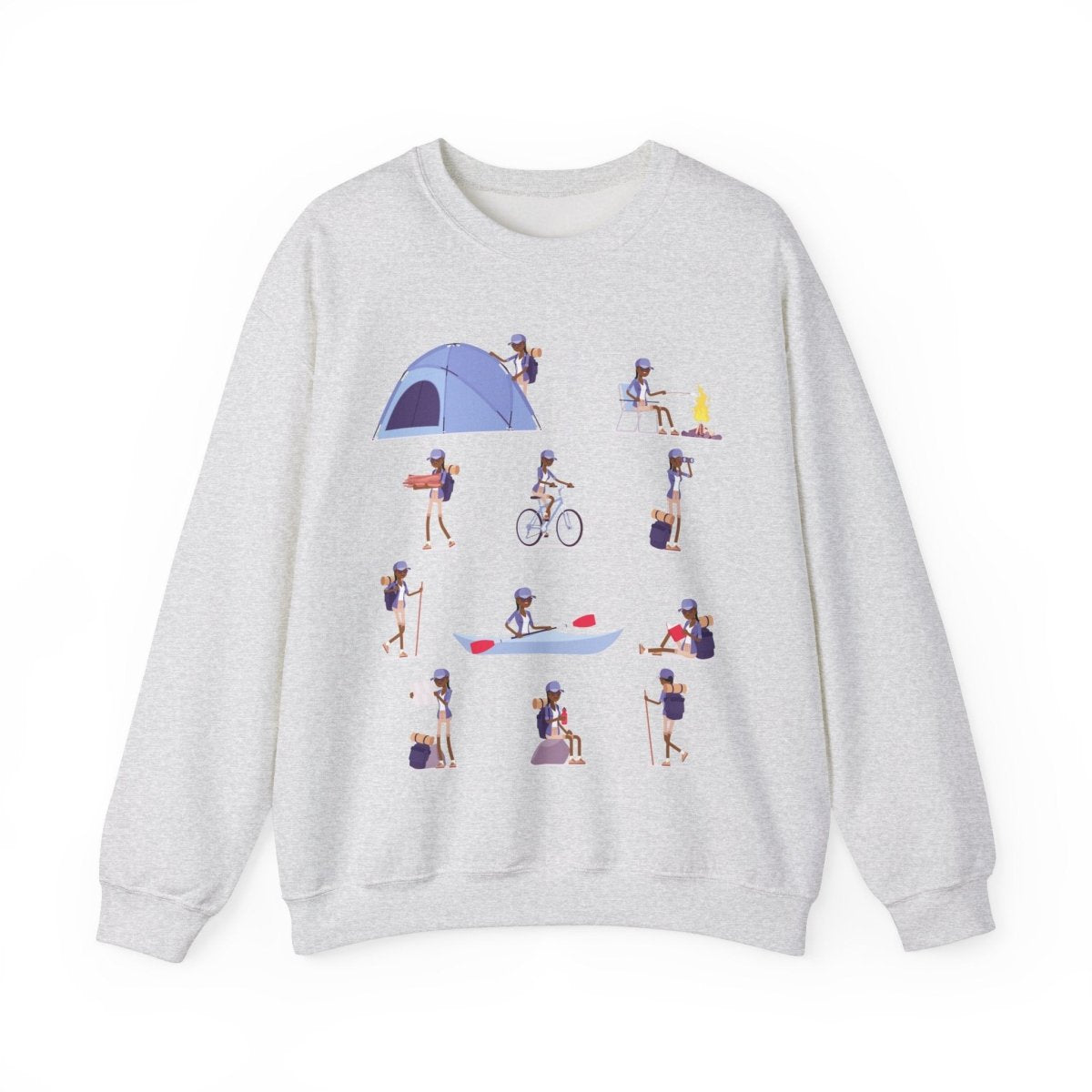 Black Girl Camping Sweatshirt - Afrocentric Art by The Trini Gee