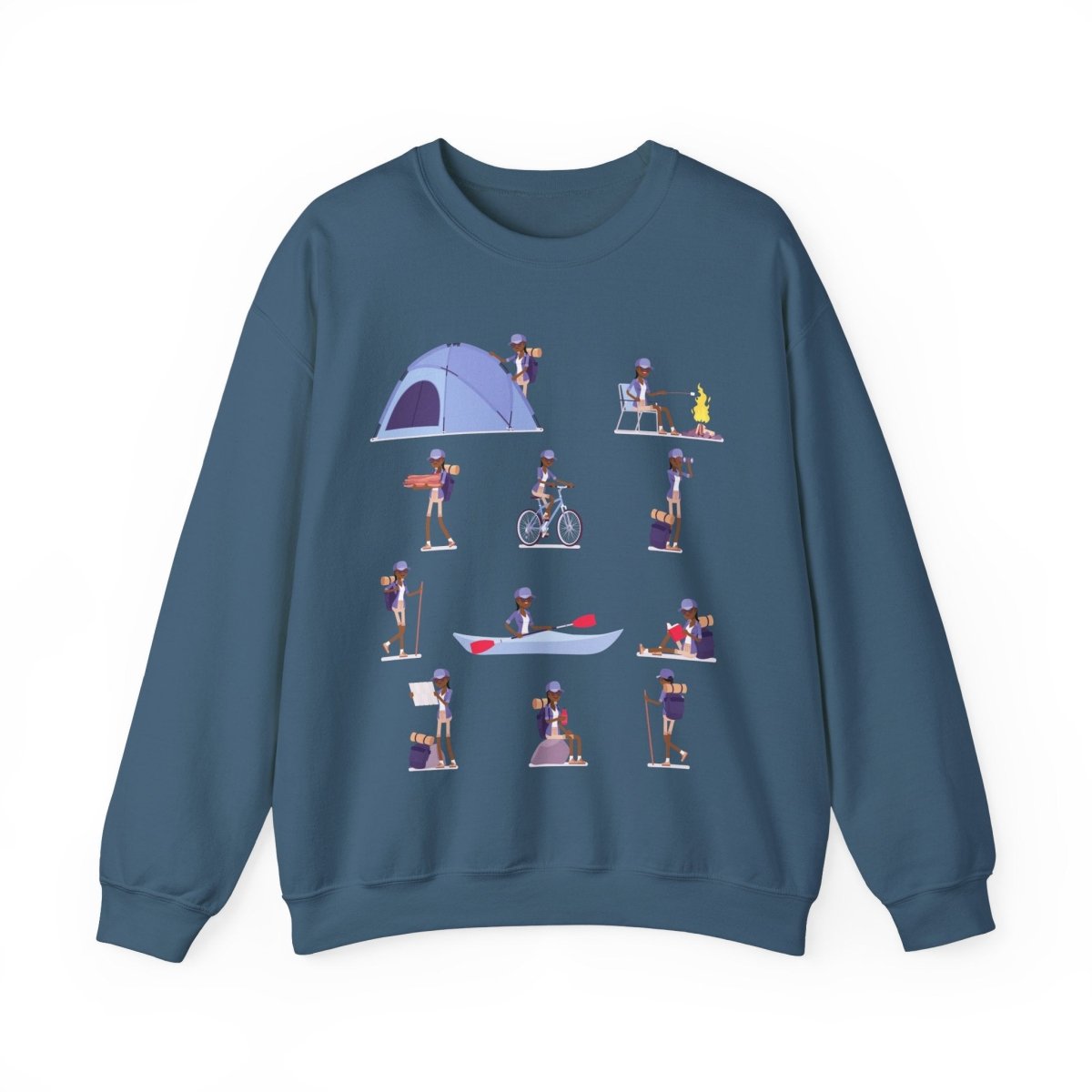Black Girl Camping Sweatshirt - Afrocentric Art by The Trini Gee
