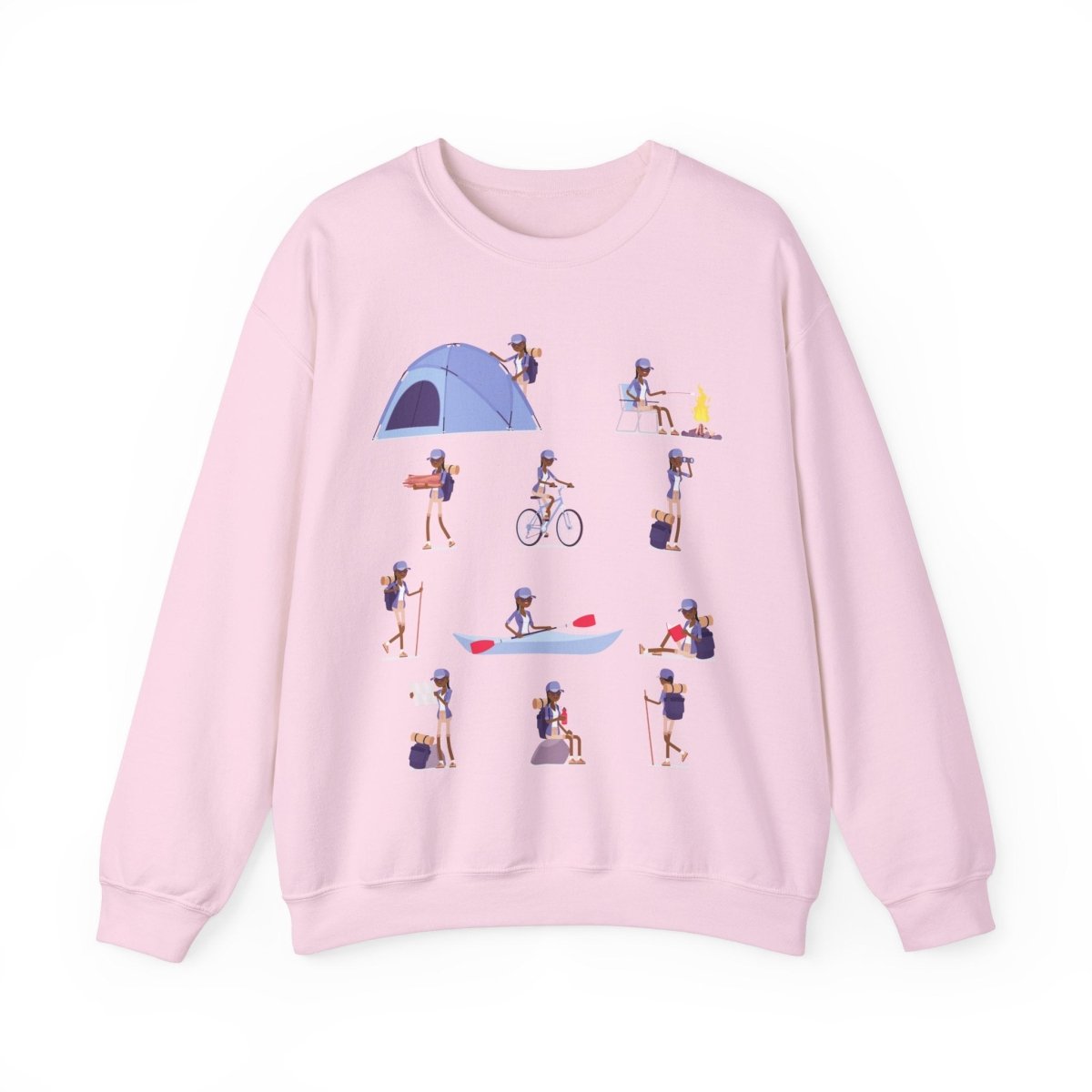 Black Girl Camping Sweatshirt - Afrocentric Art by The Trini Gee