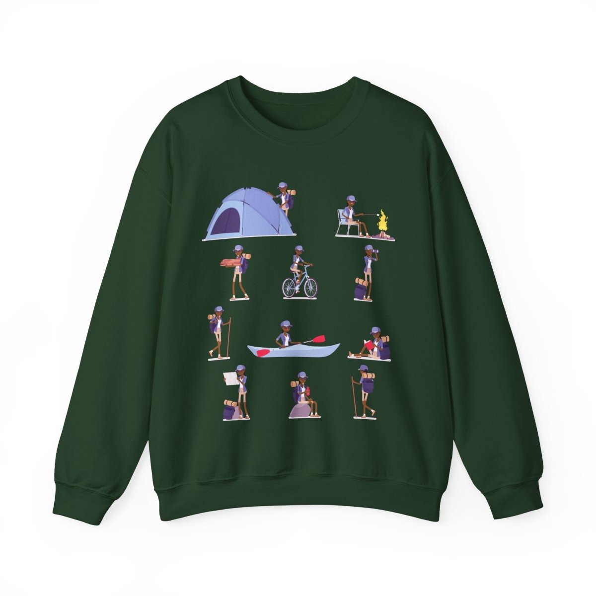 Black Girl Camping Sweatshirt - Afrocentric Art by The Trini Gee