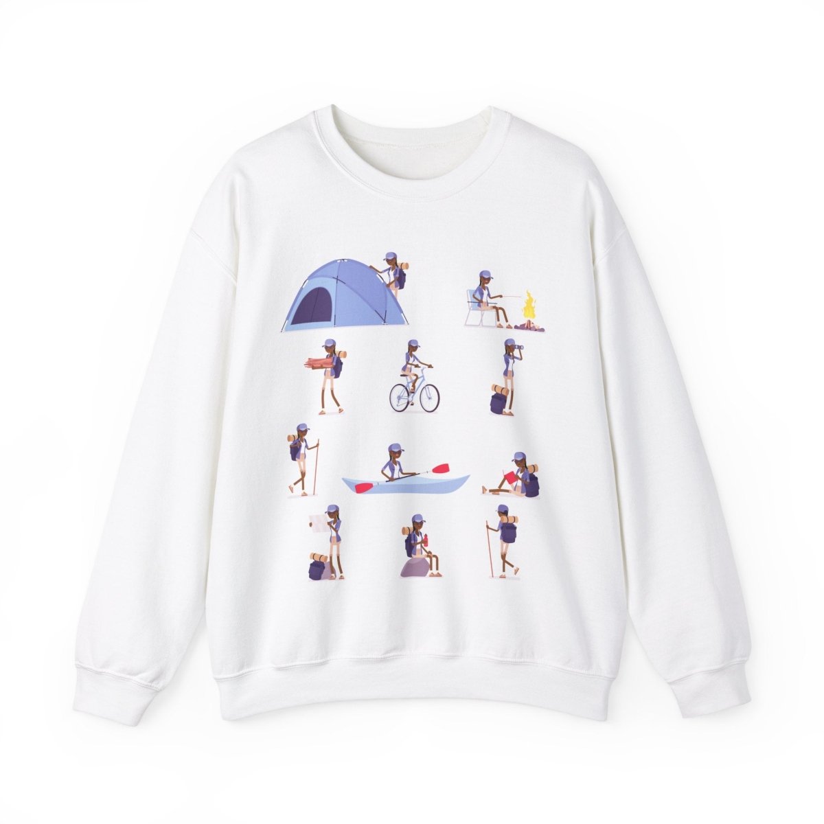 Black Girl Camping Sweatshirt - Afrocentric Art by The Trini Gee