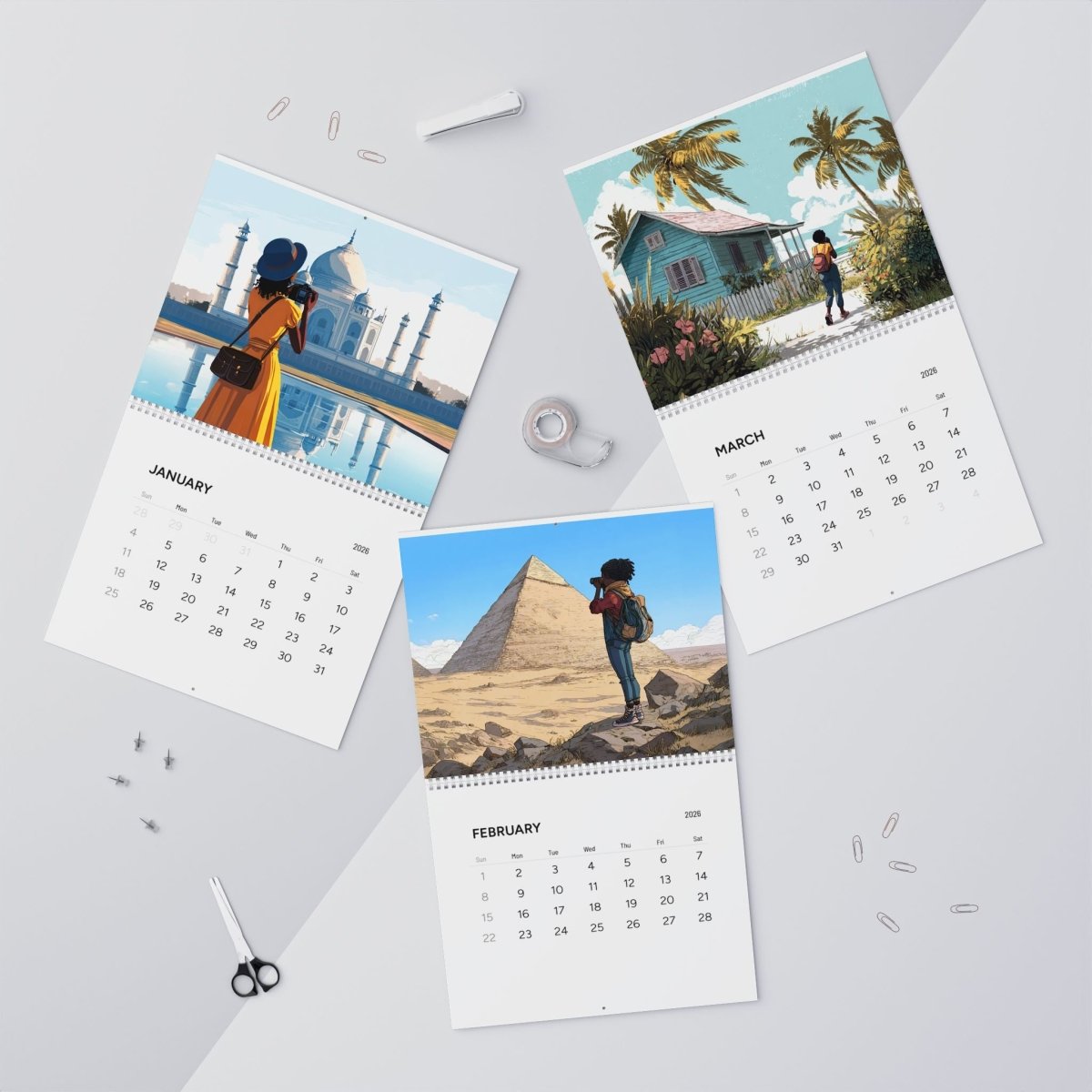 Black Girl Geographic 2026 Calendar - Afrocentric Art by The Trini Gee