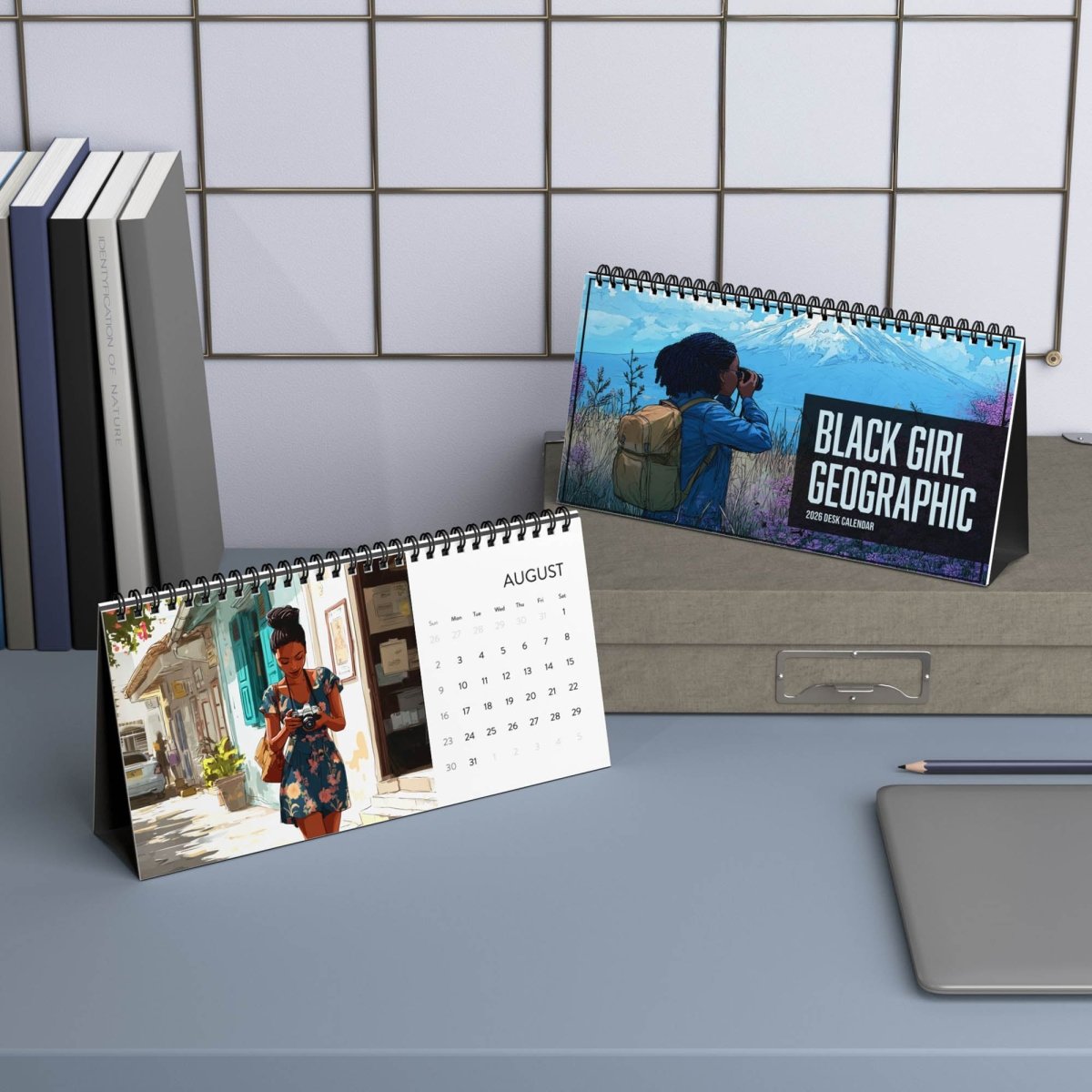 Black Girl Geographic Desk Calendar - Afrocentric Art by The Trini Gee