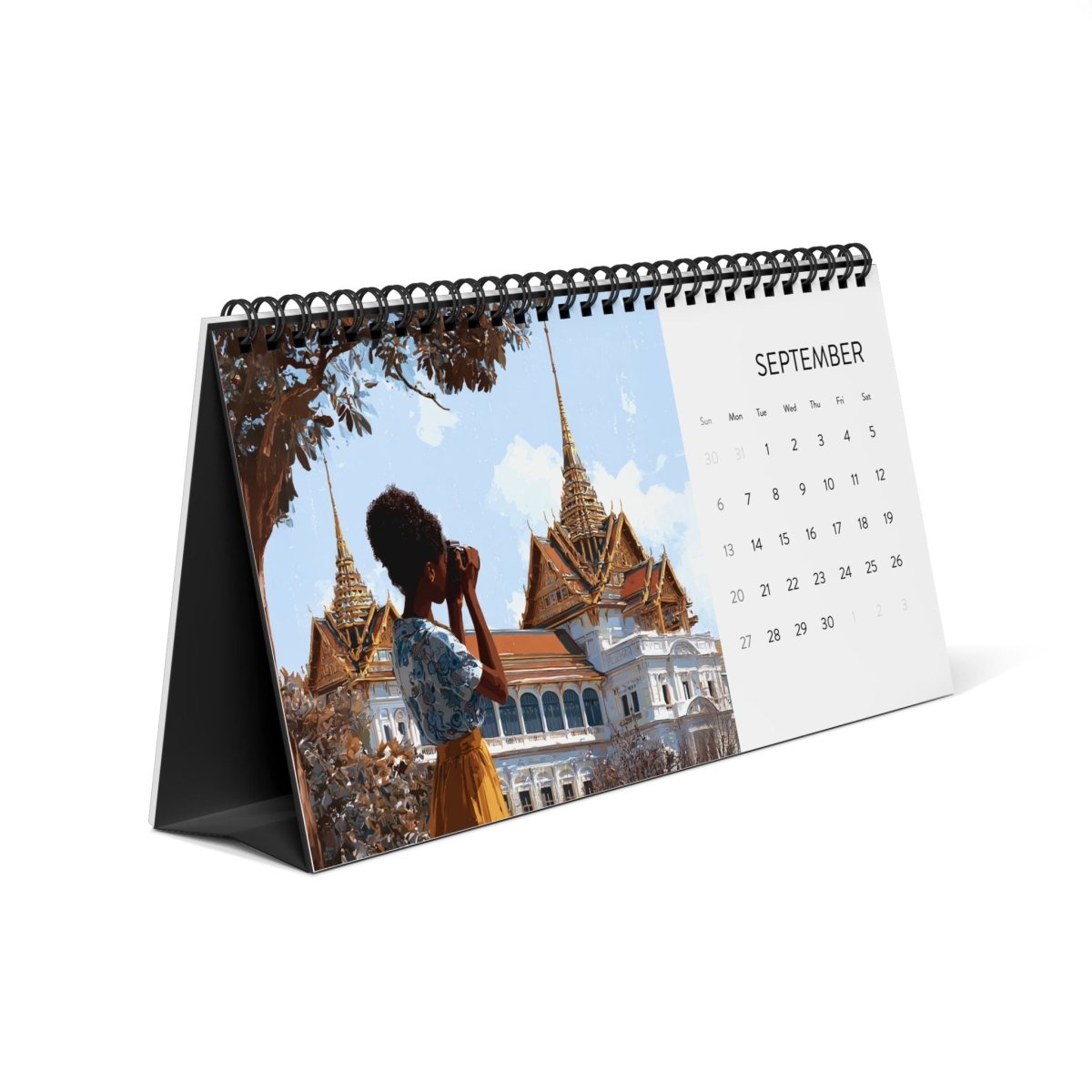Black Girl Geographic Desk Calendar - Afrocentric Art by The Trini Gee