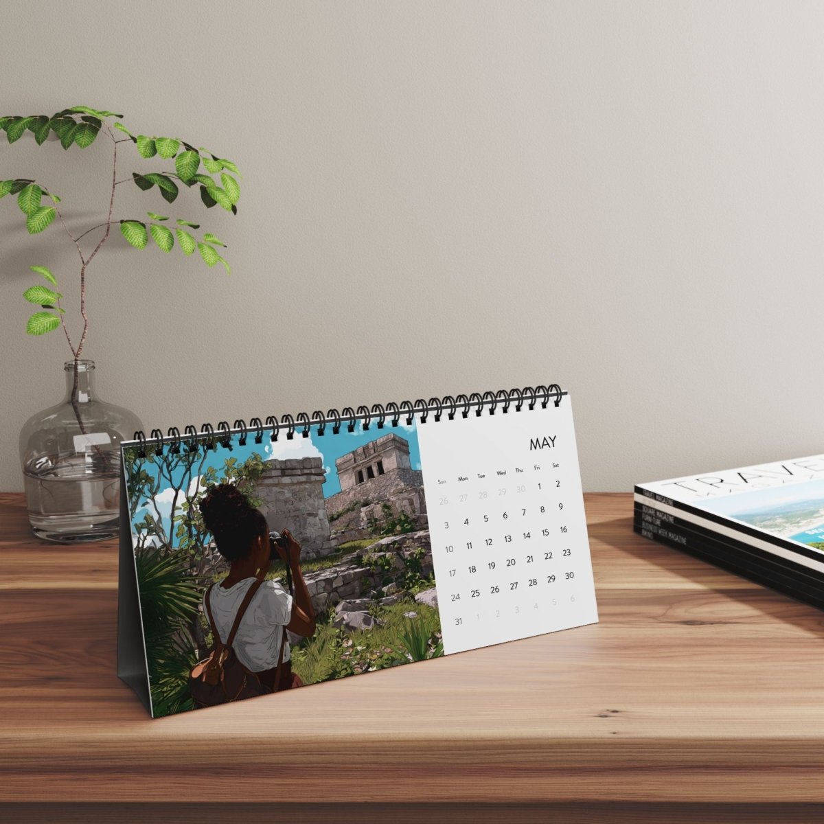 Black Girl Geographic Desk Calendar - Afrocentric Art by The Trini Gee