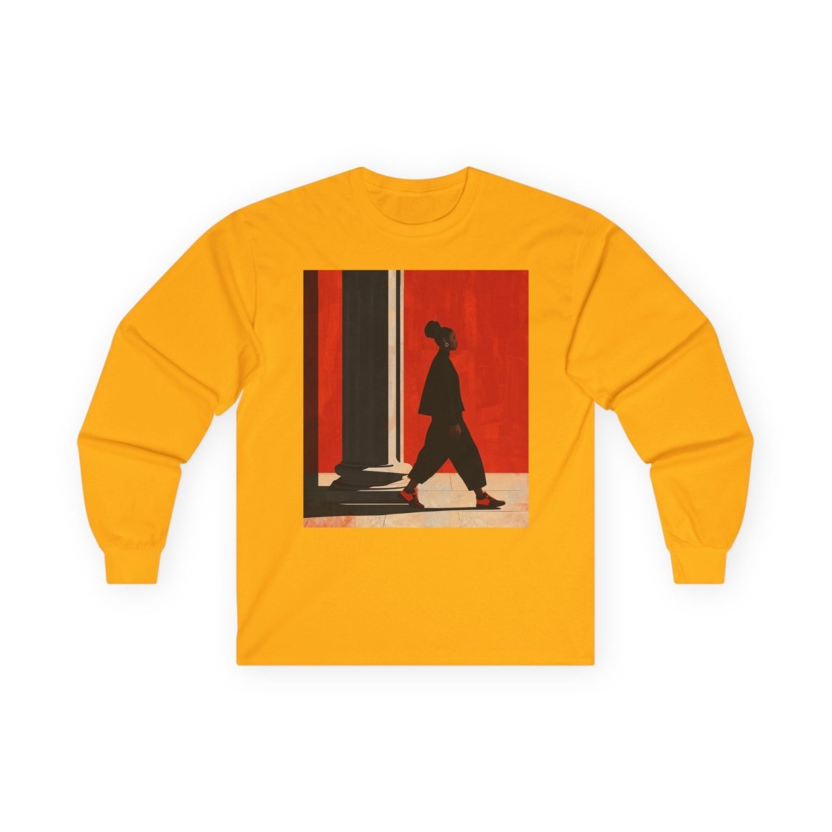 Black Girl Walking Long Sleeve Shirt - Afrocentric Art by The Trini Gee