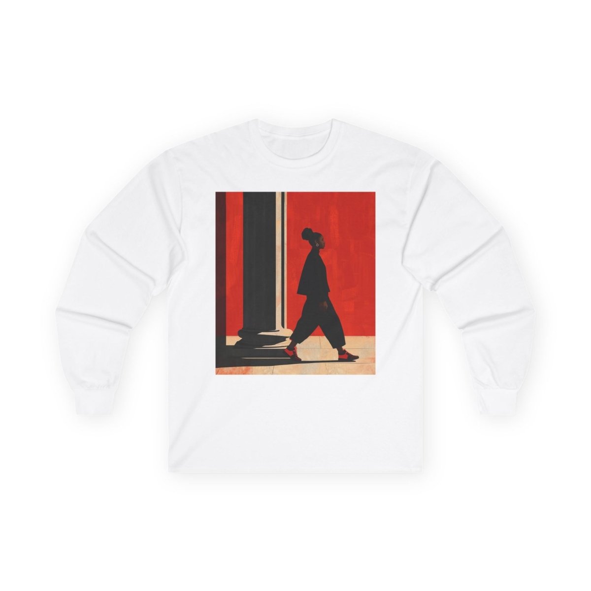 Black Girl Walking Long Sleeve Shirt - Afrocentric Art by The Trini Gee