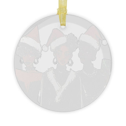 Black Girl Xmas Glass Ornament - Afrocentric Art by The Trini Gee