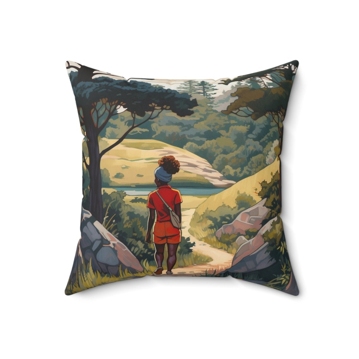 Black Girls Hike Pillow - Afrocentric Art by The Trini Gee