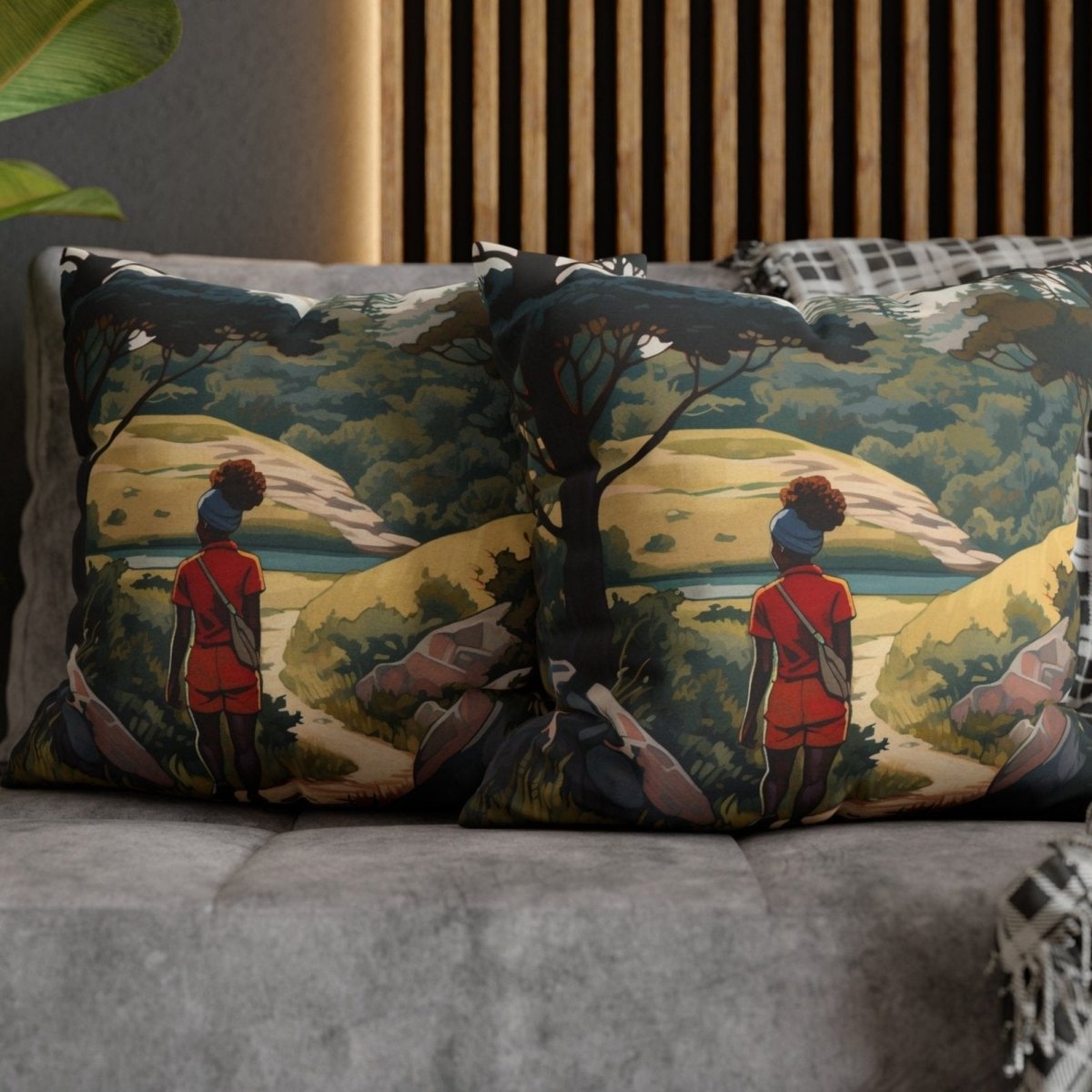 Black Girls Hike Pillow - Afrocentric Art by The Trini Gee