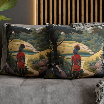 Black Girls Hike Pillow - Afrocentric Art by The Trini Gee