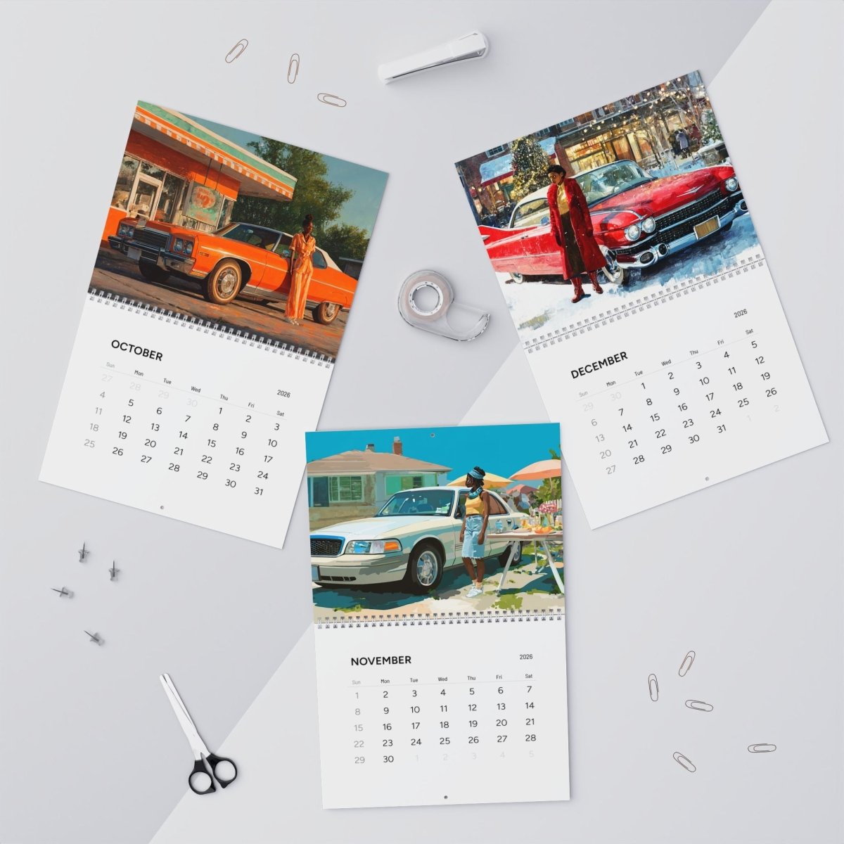 Black Girls with Cars 2026 Calendar - Afrocentric Art by The Trini Gee
