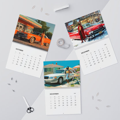 Black Girls with Cars 2026 Calendar - Afrocentric Art by The Trini Gee
