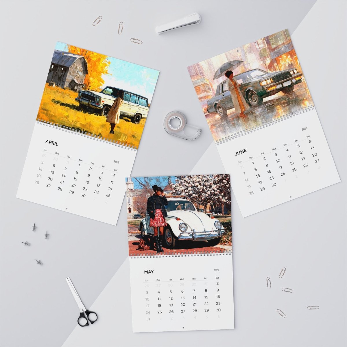 Black Girls with Cars 2026 Calendar - Afrocentric Art by The Trini Gee