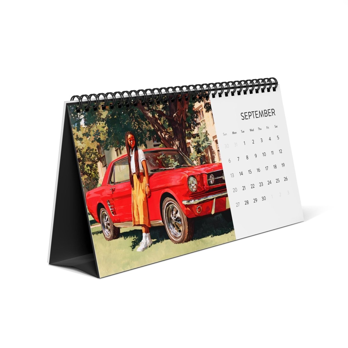 Black Girls with Cars 2026 Desktop Calendar - Afrocentric Art by The Trini Gee