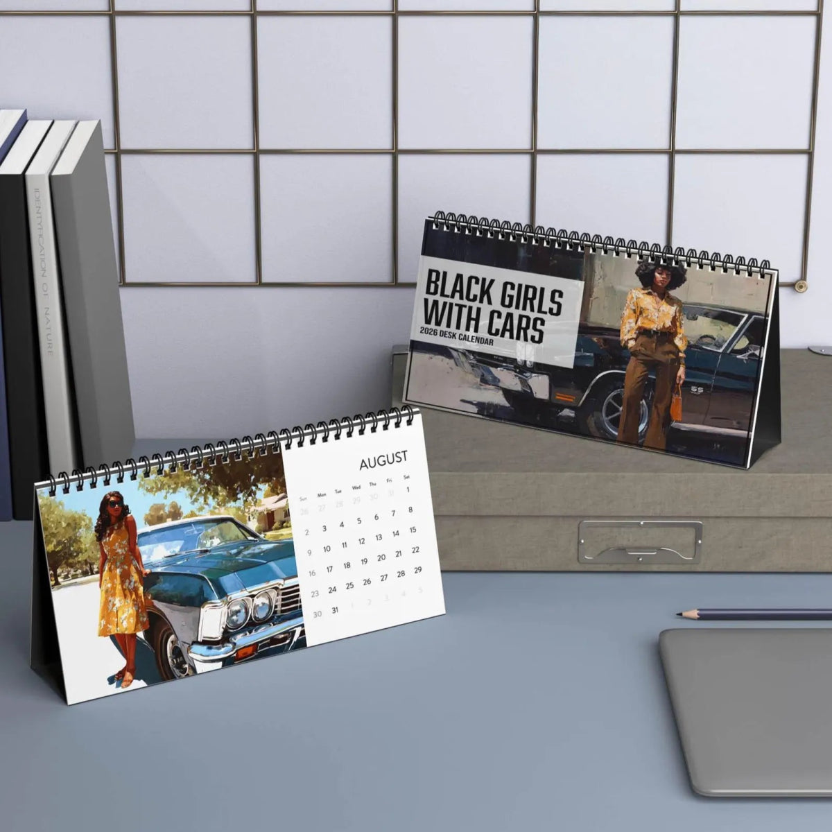 Black Girls with Cars 2026 Desktop Calendar - Afrocentric Art by The Trini Gee
