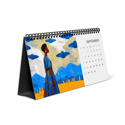 Black Girls with UFOs 2026 Desk Calendar - Afrocentric Art by The Trini Gee