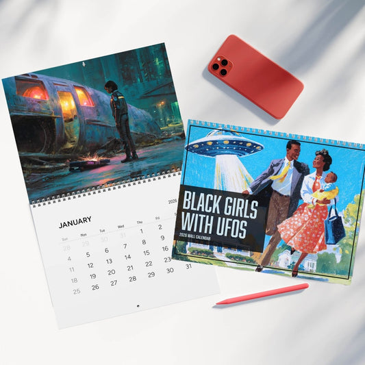 Black Girls with UFOs 2026 Wall Calendar - Afrocentric Art by The Trini Gee