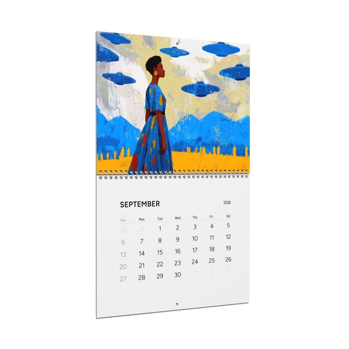 Black Girls with UFOs 2026 Wall Calendar - Afrocentric Art by The Trini Gee