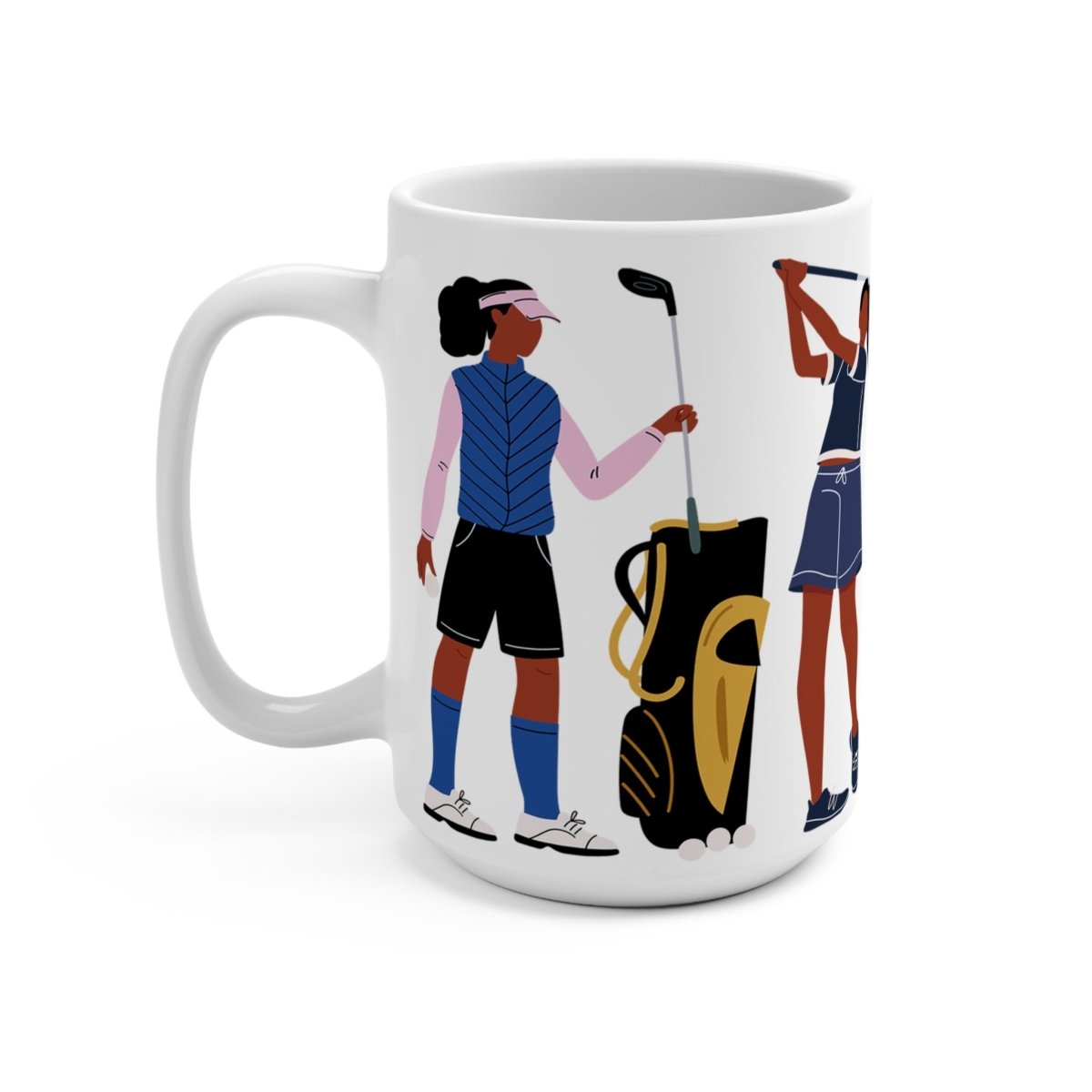 Black Ladies Golf Mug - Afrocentric Art by The Trini Gee