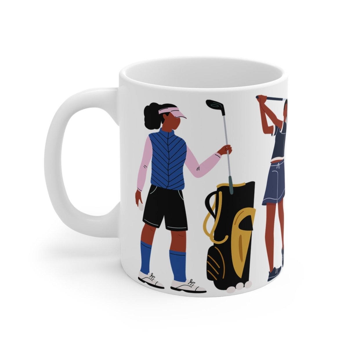 Black Ladies Golf Mug - Afrocentric Art by The Trini Gee