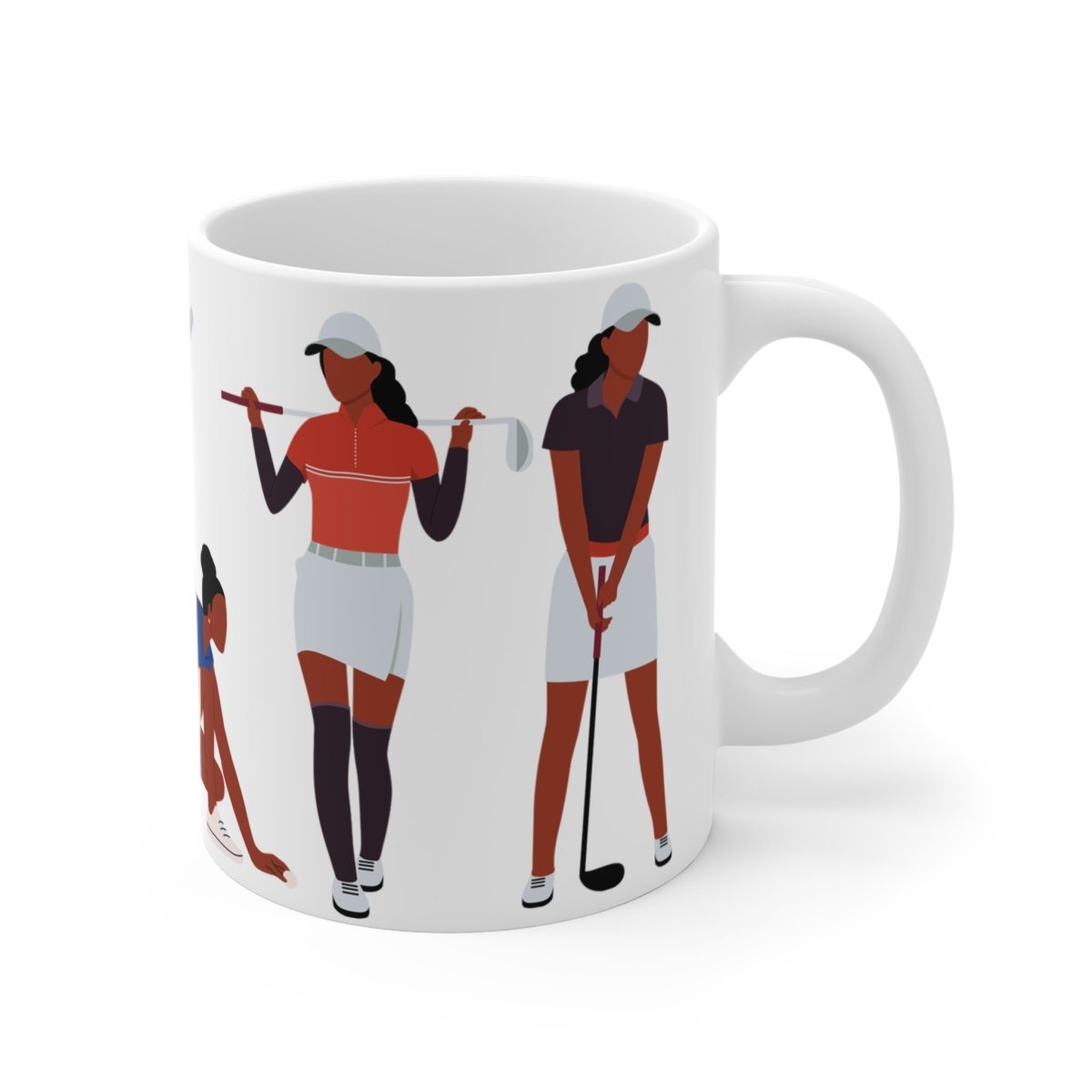 Black Ladies Golf Mug - Afrocentric Art by The Trini Gee