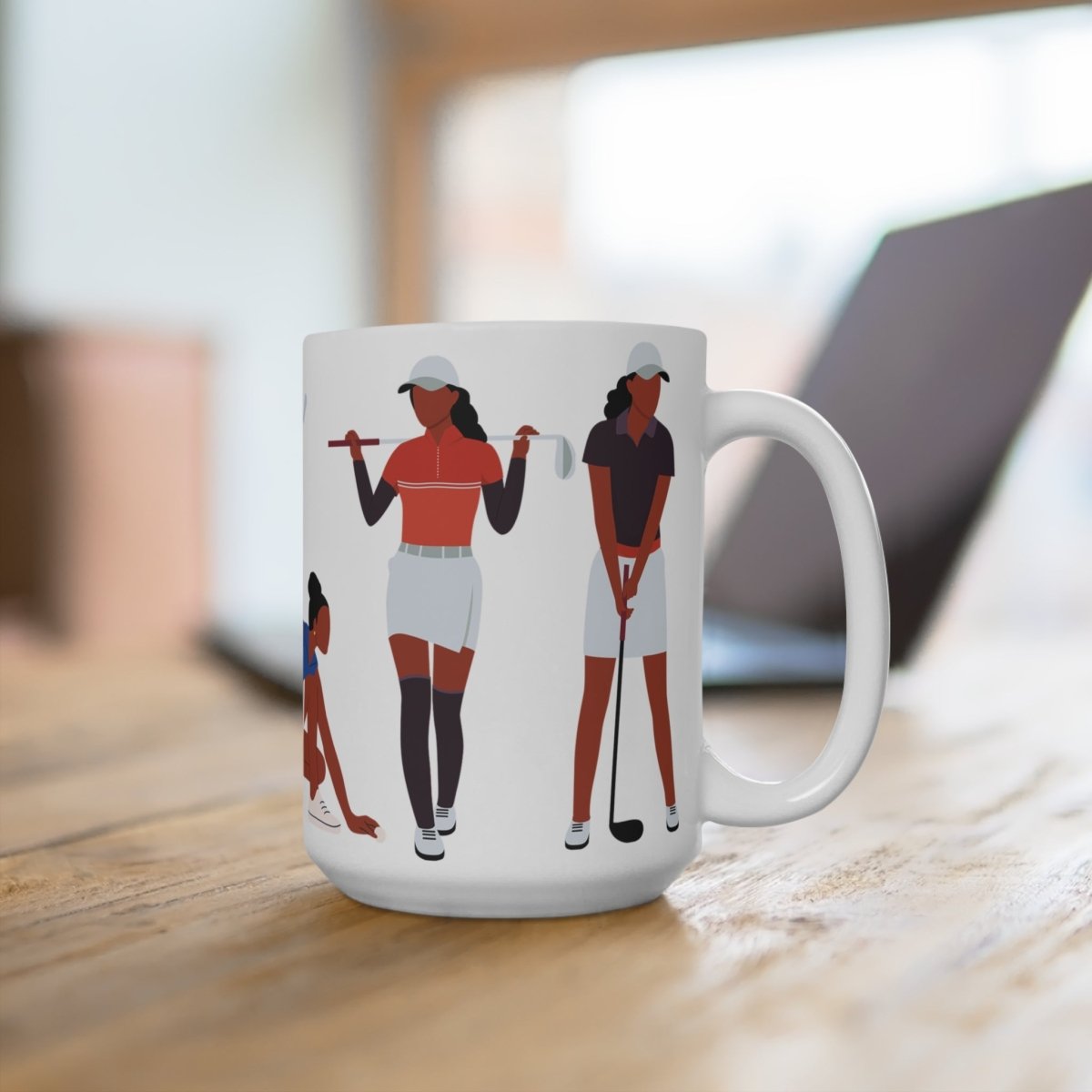 Black Ladies Golf Mug - Afrocentric Art by The Trini Gee