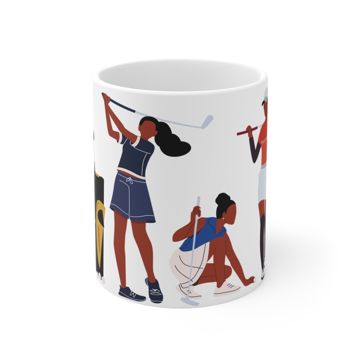 Black Ladies Golf Mug - Afrocentric Art by The Trini Gee