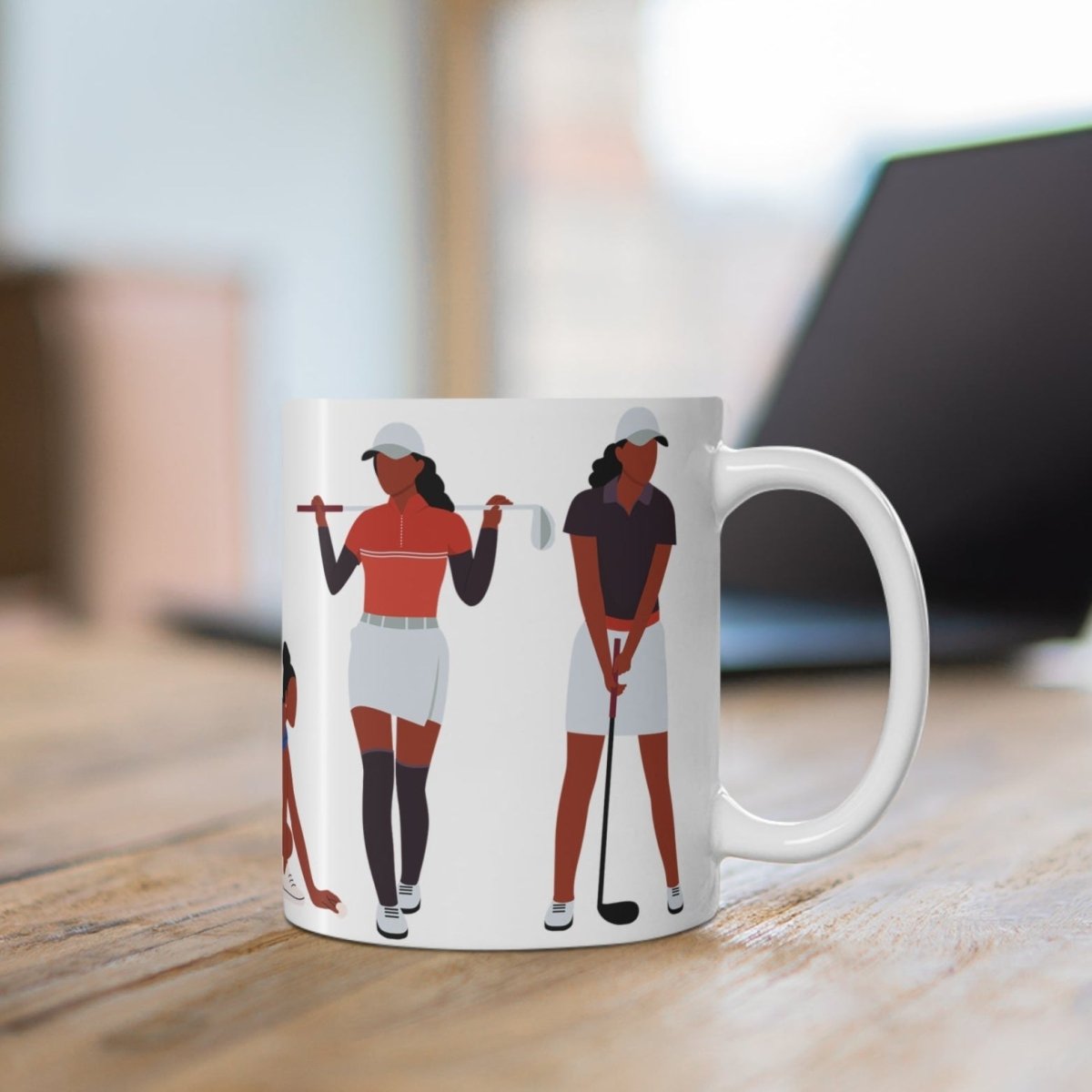 Black Ladies Golf Mug - Afrocentric Art by The Trini Gee